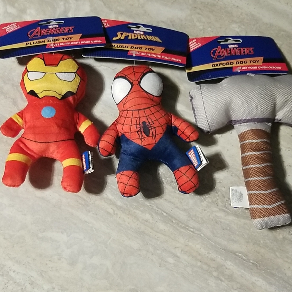 Marvel Plush Dog Toys- Iron Man, Spider-Man,  Hammer